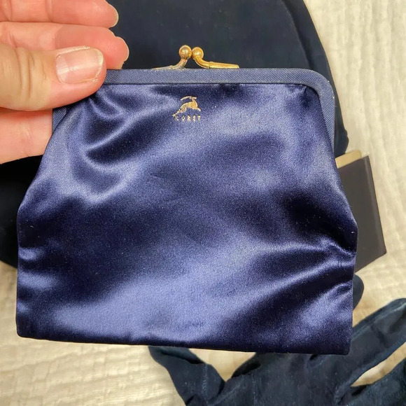 Vintage KORET Calf Suede Clamshell Purse w Accessories - Picture 2 of 15